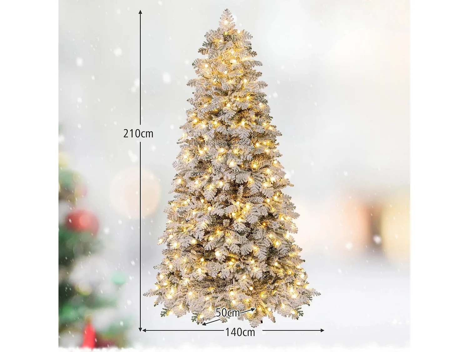 210 cm Künstlicher Weihnachtsbaum schneebedeckter Weihnachtsbaum vormontierter klappbarer Tannenbaum Grün