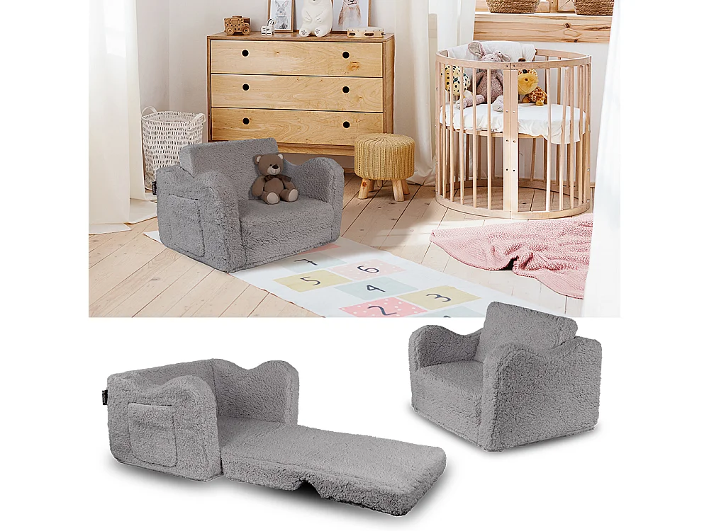 fauteuil pour enfants gris 60x36x36 conni