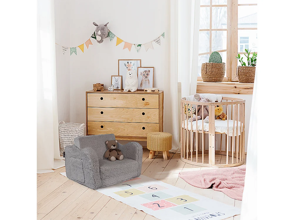 fauteuil pour enfants gris 60x36x36 conni