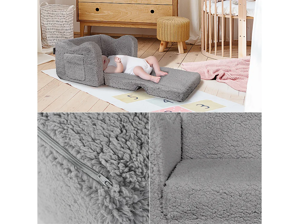 fauteuil pour enfants gris 60x36x36 conni