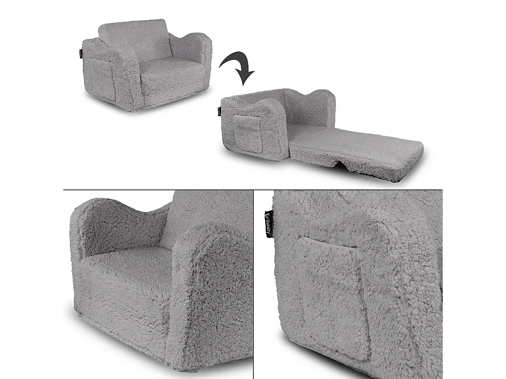 fauteuil pour enfants gris 60x36x36 conni