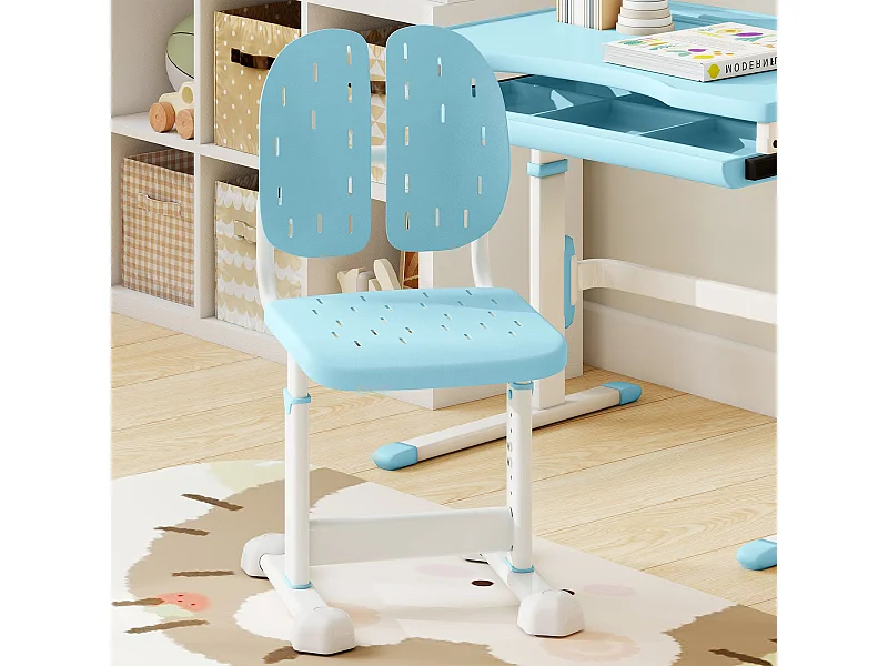 Höhenverstellbarer Kinderstuhl Kinder-Schreibtischstuhl Kinder-Studienstuhl mit Doppel-Rückenstütze Blau