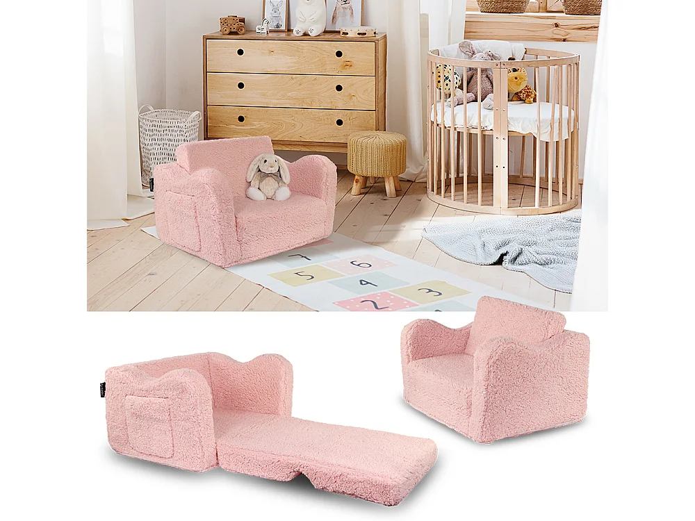 Fauteuil enfant rose 60x36x36 conni