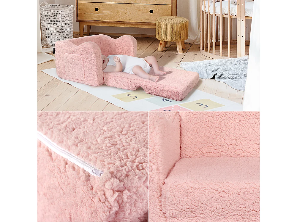 Fauteuil enfant rose 60x36x36 conni