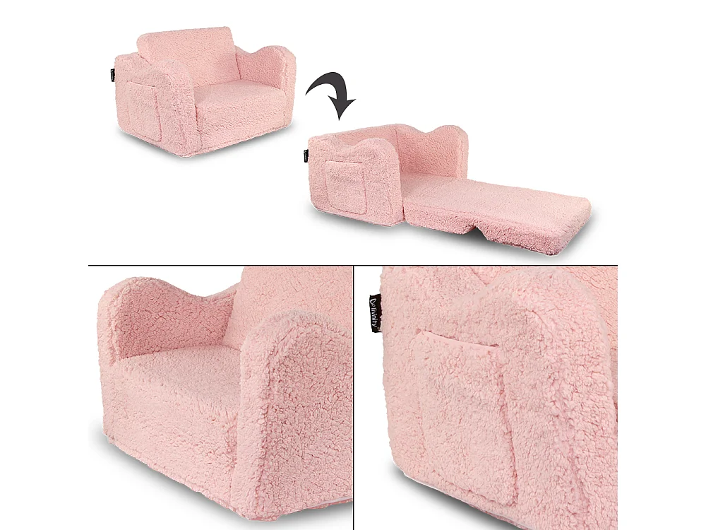 Fauteuil enfant rose 60x36x36 conni