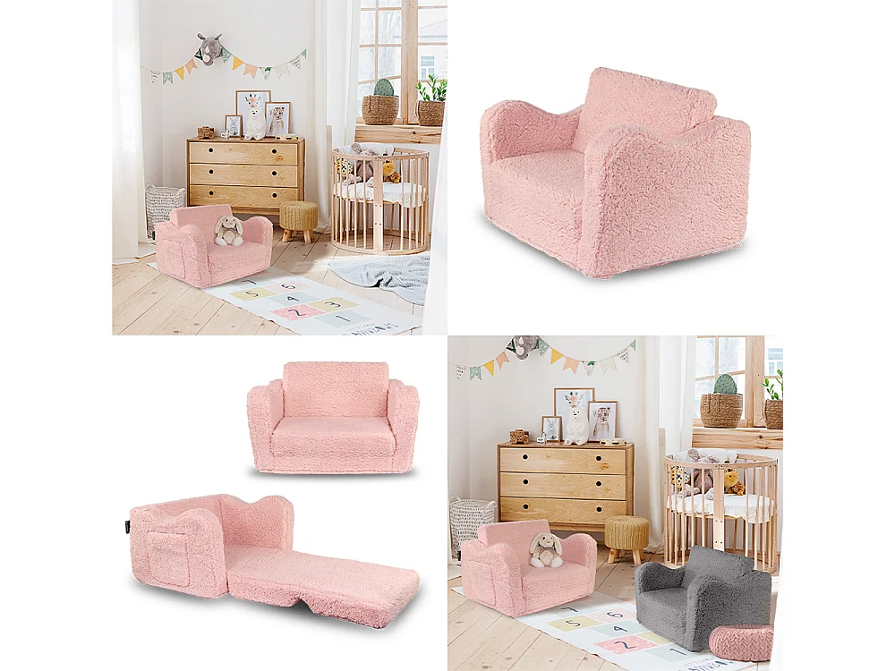 Fauteuil enfant rose 60x36x36 conni