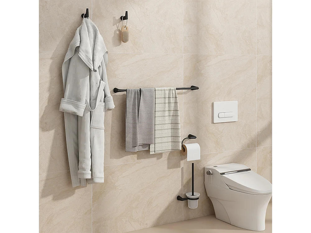 Set daccessoires de salle de bain noir 16x6.9x8.8 tauri