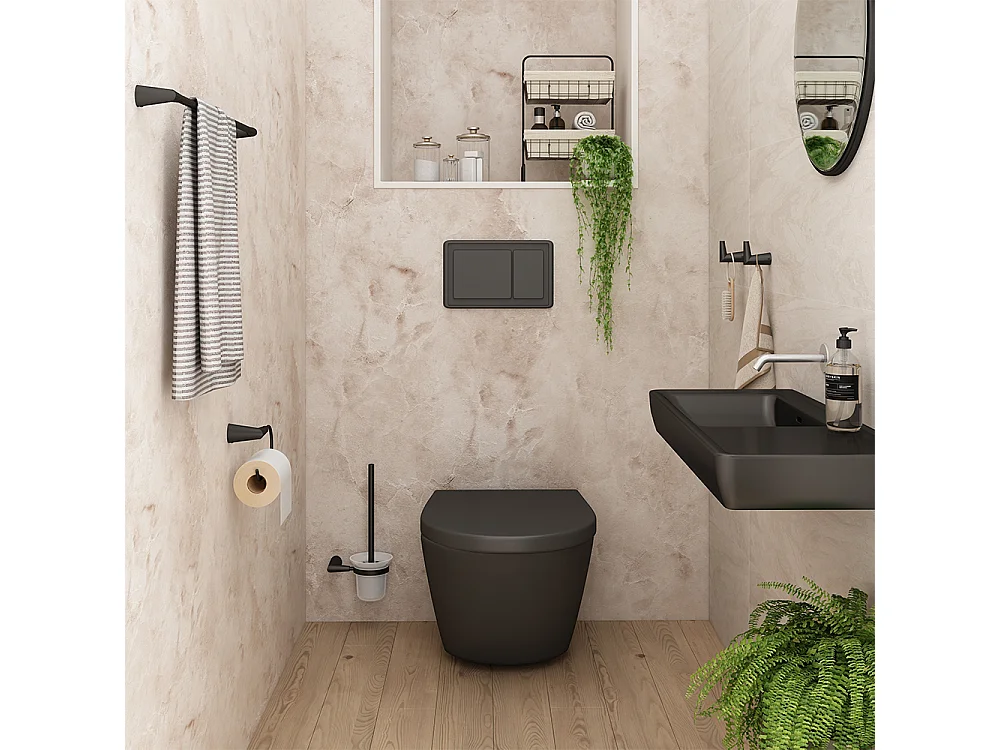 Set daccessoires de salle de bain noir 16x6.9x8.8 tauri