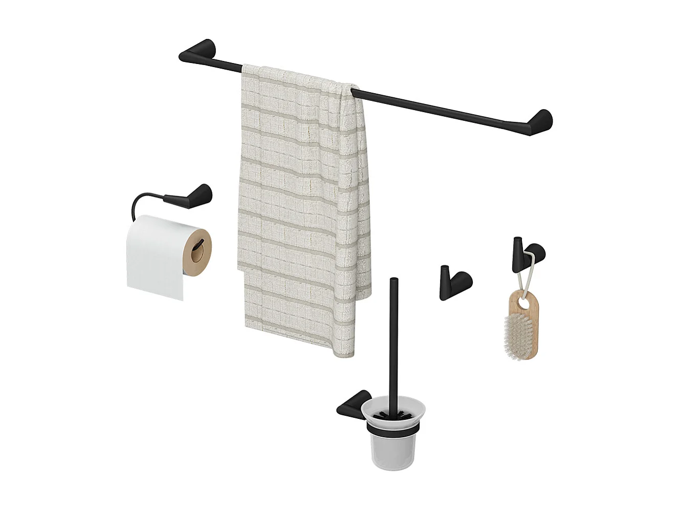 Set daccessoires de salle de bain noir 16x6.9x8.8 tauri