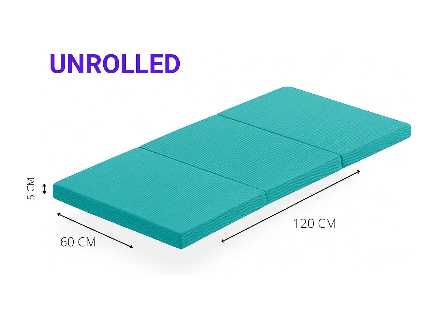 Materasso pieghevole per lettino da viaggio LULÚ – Schiuma HR D23, 120x60 cm, 5 cm di spessore, tessuto 3D traspirante e confortevole