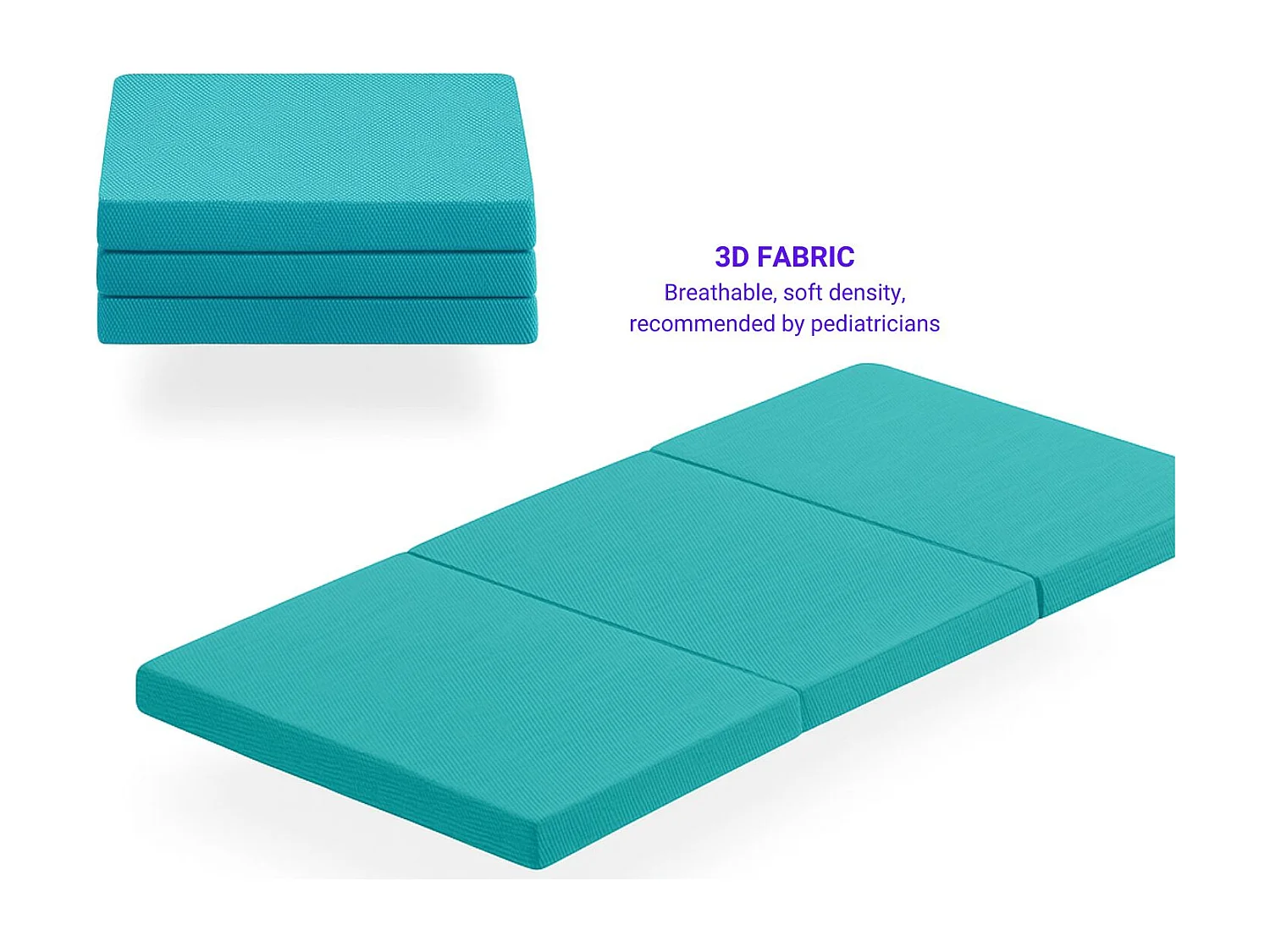 Pack de 2 colchões dobráveis ​​para berço de viagem LULÚ – espuma HR D23, 120x60 cm, 5 cm de espessura, tecido 3D respirável e confortável