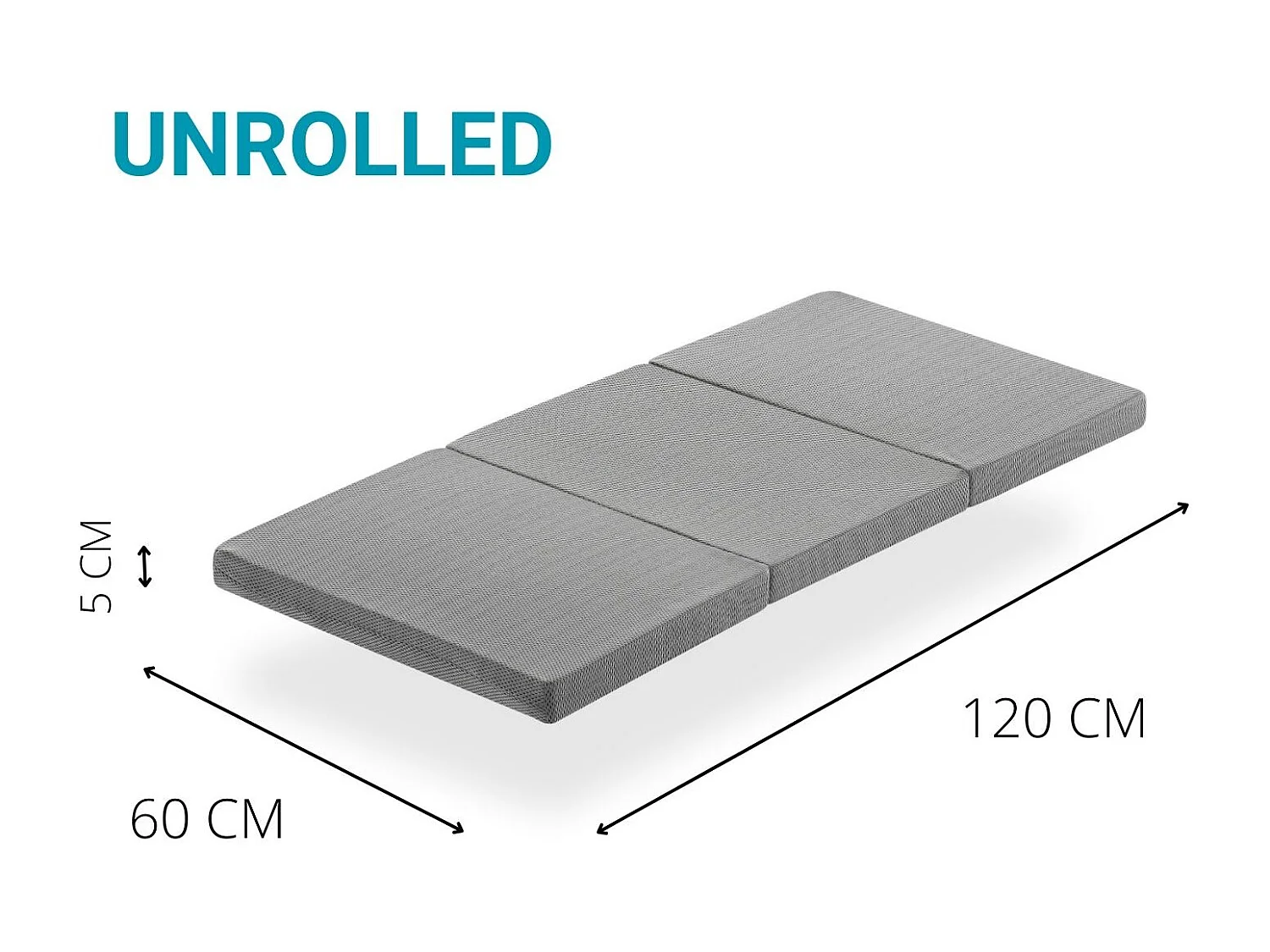 LOT X2 Colchão dobrável para cama de viagem 120 x 60 cm, colchão de espuma, espessura 5 cm, dobrável, colchão para parque infantil, 3 peças...