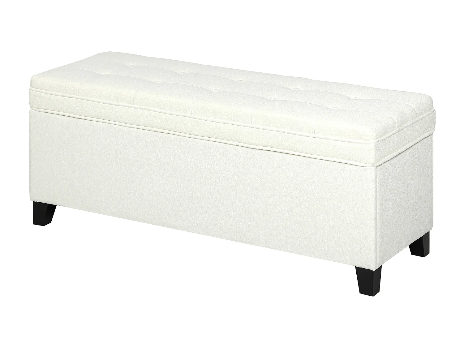 Banquette bout de lit coffre design Chesterfield dim. 120 x 40 x 48 cm tissu écru