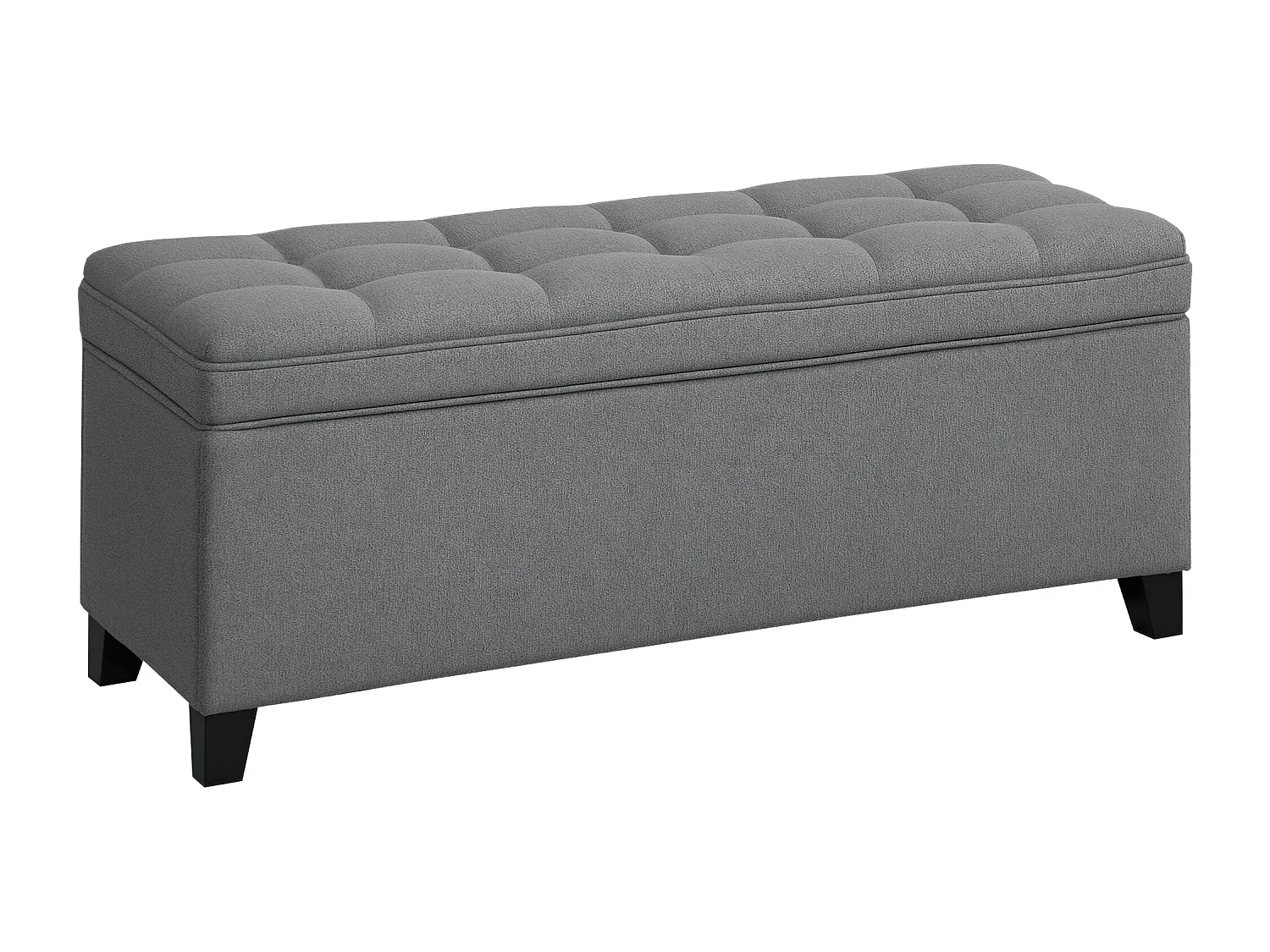Banquette bout de lit coffre design Chesterfield dim. 120 x 40 x 48 cm tissu gris
