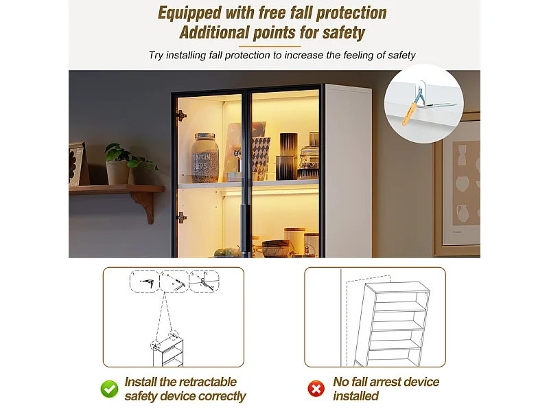 Vitrine 80x35x200 cm - avec 2 portes vitrées et LED - stockage de vin intégré - 5 Compartiments - Blanc