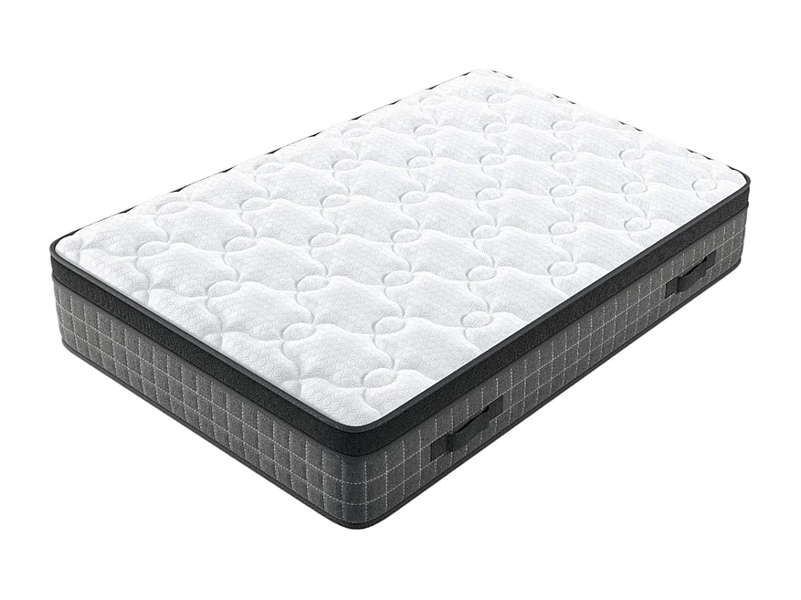 Matelas 140x200cm anti-feu ressorts ensachés - ép.25cm - soutien ergonomique 7 zones - respirantt - silencieux
