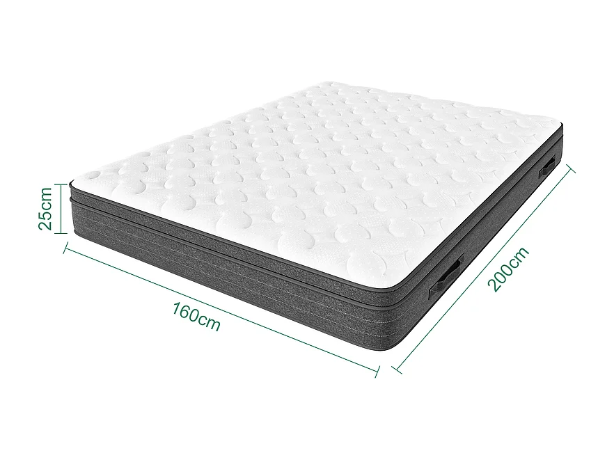 Materasso 160x200cm molle insacchettate - sp.25cm - supporto 7 zone - con maniglia - Ipoallergenico
