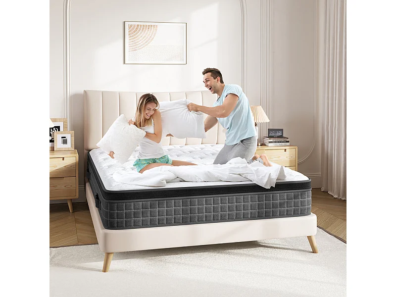 Colchão 160x200cm anti-fogo molas ensacadas - esp.25cm - suporte ergonómico 7 zonas - respirável - silencioso