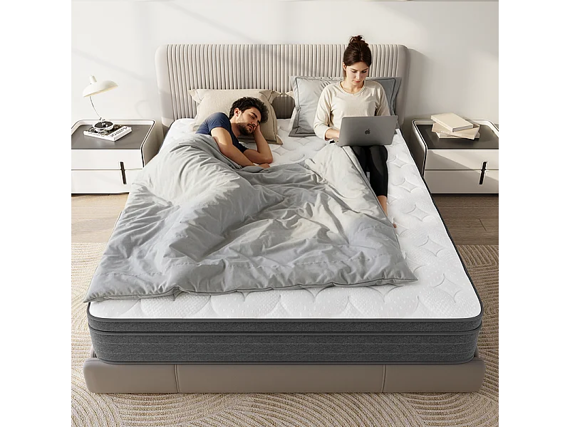Matelas 90x200cm ressorts ensachés - ép.25cm - soutien 7 zones - avec poignée - Hypoallergénique