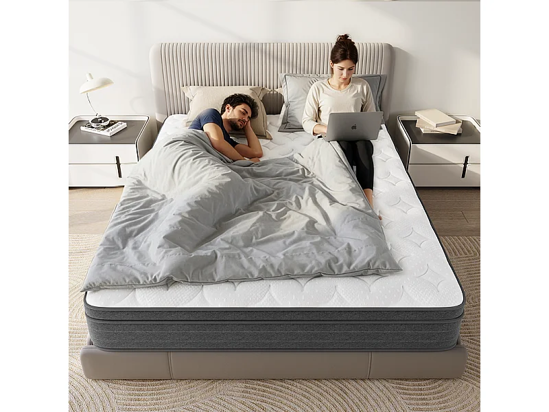 Matelas 90x200cm ressorts ensachés - ép.25cm - soutien 7 zones - avec poignée - Hypoallergénique