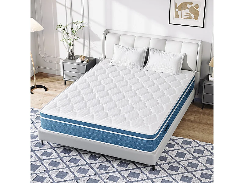 Hybride Matratze 160x200cm - Stärke 27cm - 7-Zonen-Taschenfedern - hypoallergen - atmungsaktiv - Medium-Fest
