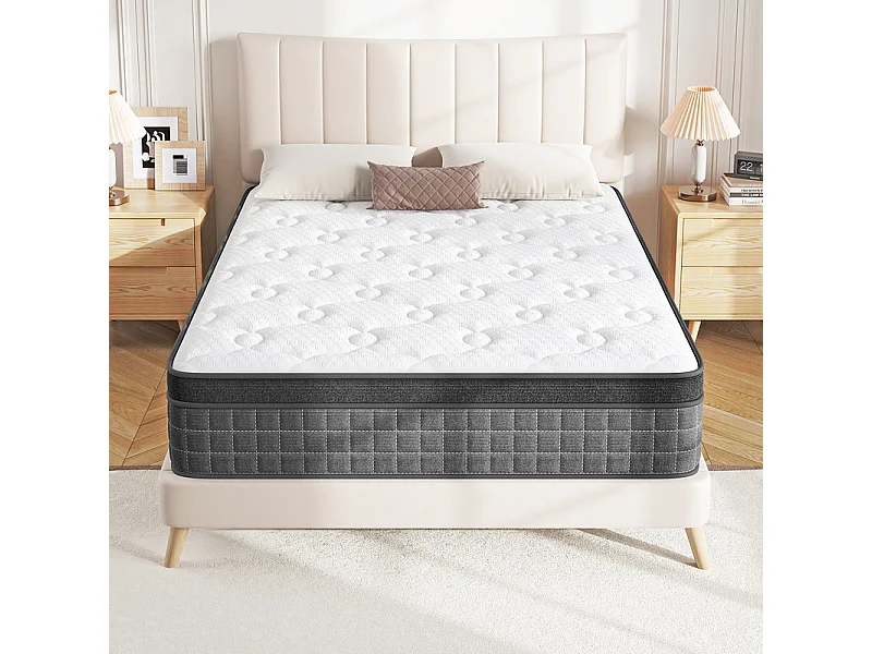 Matratze 90x200cm Brandschutz Taschenfedern - Stärke 25cm - ergonomische 7-Zonen-Unterstützung - atmungsaktiv - leise