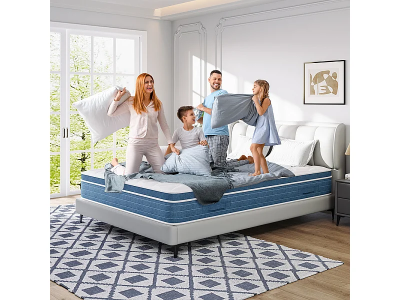 Matelas Hybride 120x200cm - ép.27cm - ressorts ensachés 7 zones - hypoallergénique - respirantt - Mi-Ferme