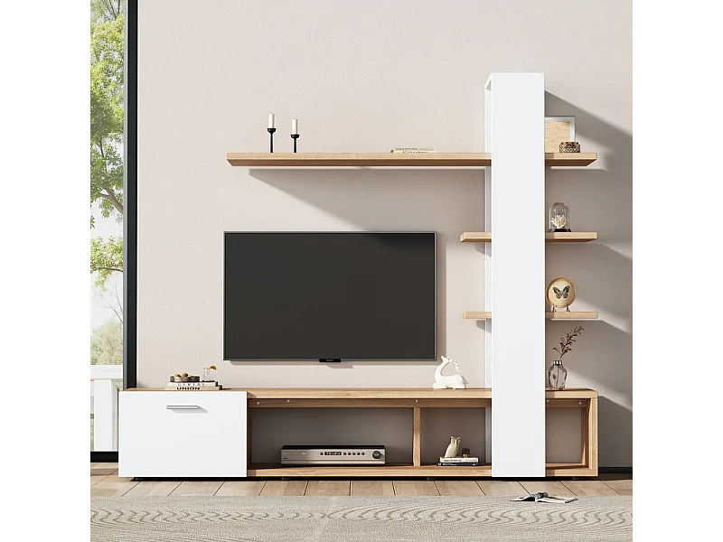 Mur TV - avec dispositifs anti-basculement - adapté TV de moins de 60 po -180x33,5x151,5cm