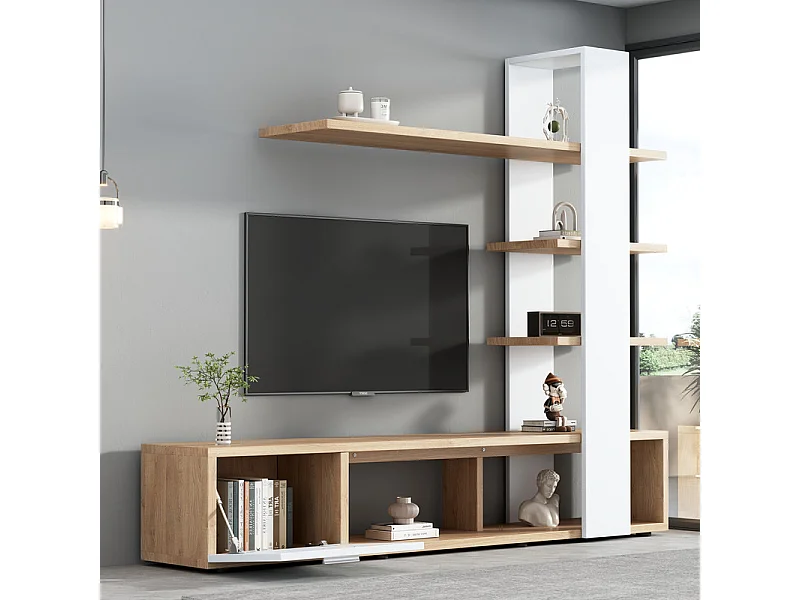 Mur TV - avec dispositifs anti-basculement - adapté TV de moins de 60 po -180x33,5x151,5cm