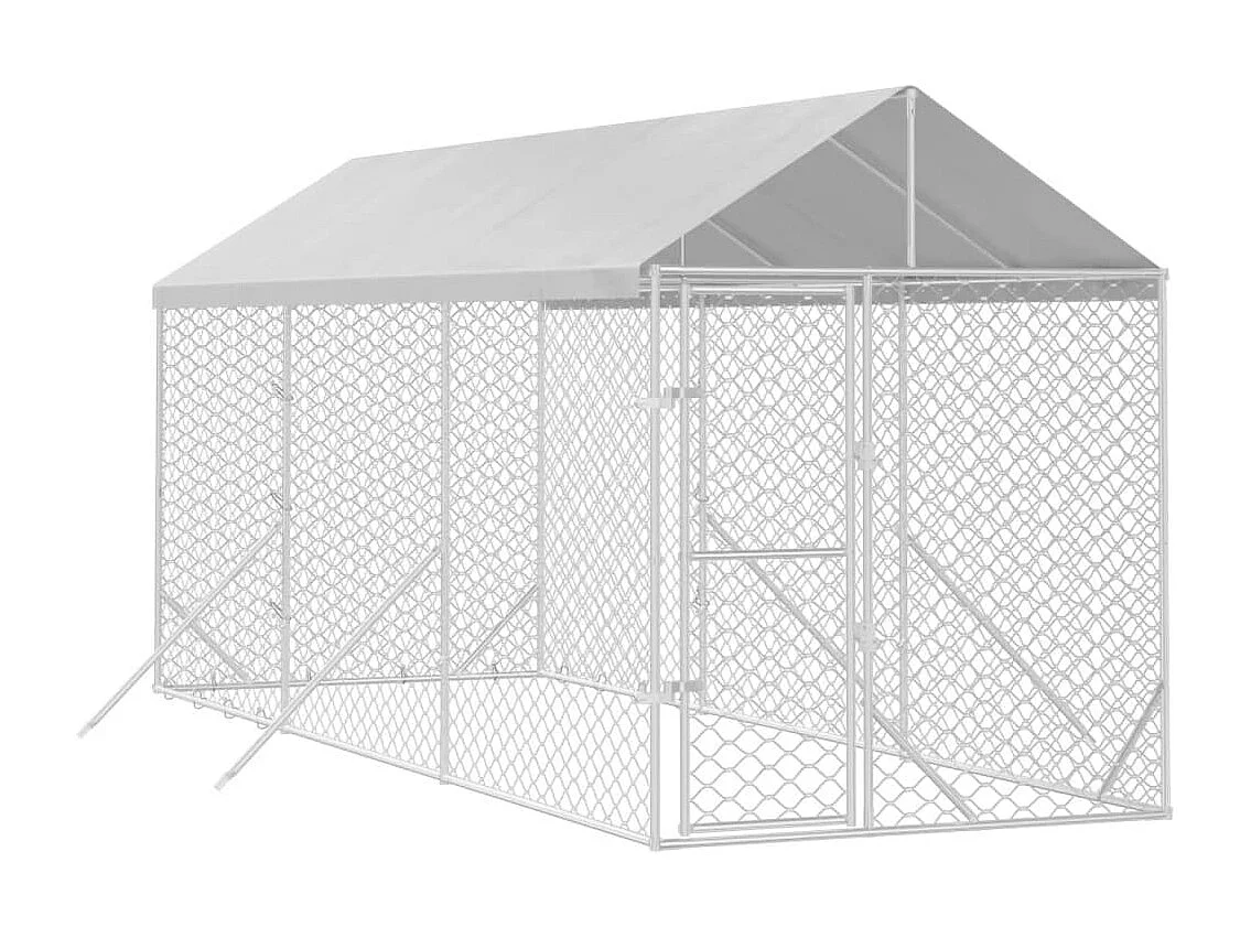 Chenil d'extérieur pour chiens avec toit argenté 2x6x2,5 m