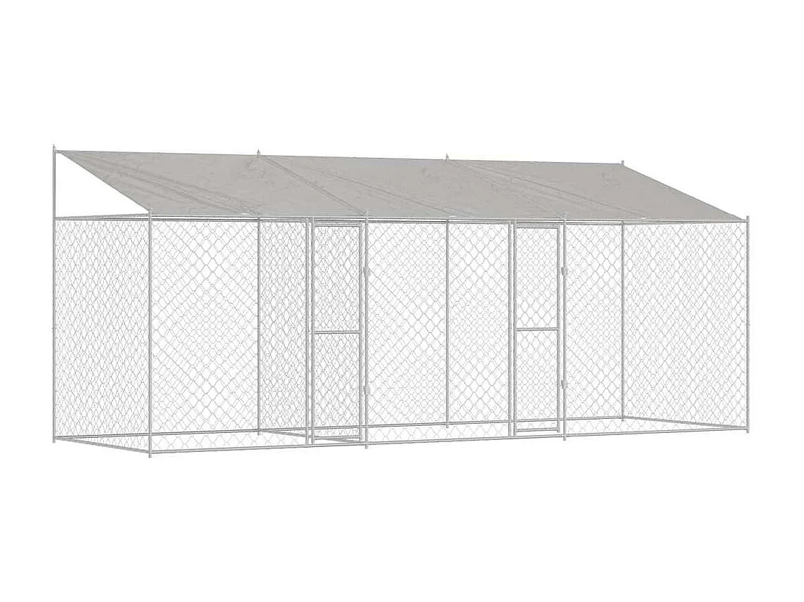 Cage pour chien Argent 600 x 200 x 256 cm Acier galvanisé