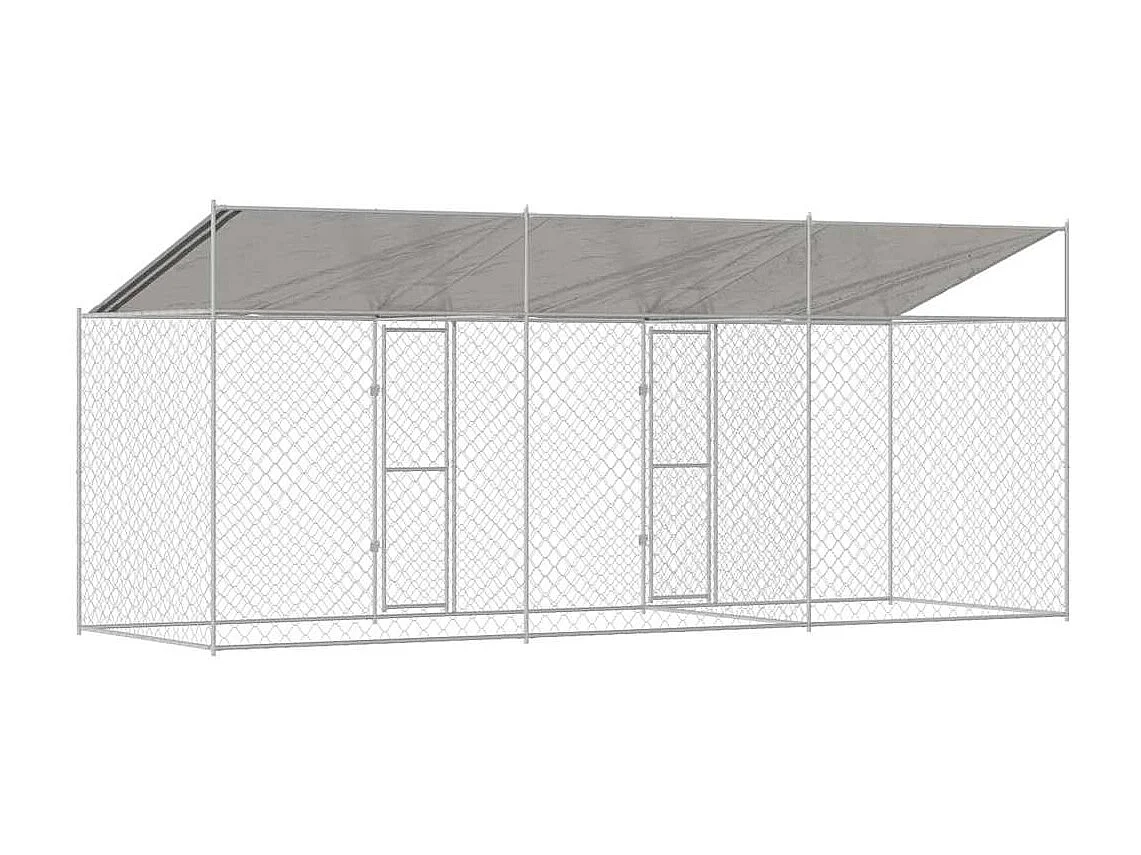 Cage pour chien Argent 600 x 200 x 256 cm Acier galvanisé