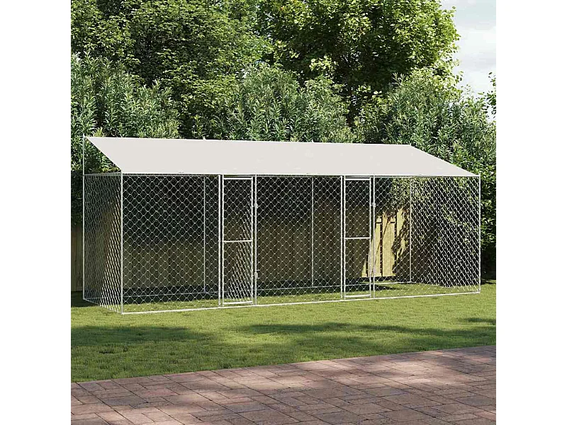 Jaula para perro Plateado 600 x 200 x 256 cm Acero Galvanizado