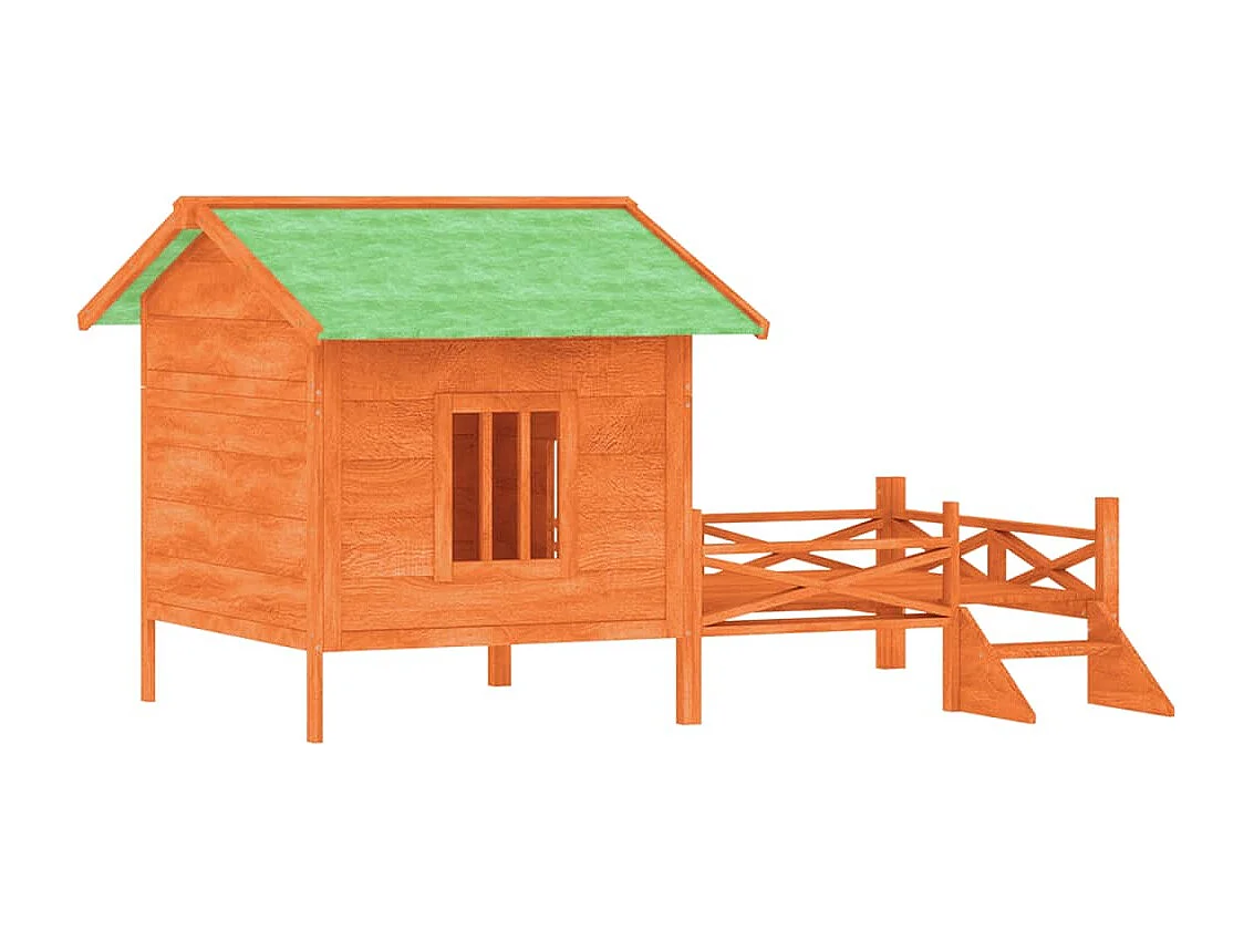 Chenil marron 159x120x88,5 cm bois de pin solide