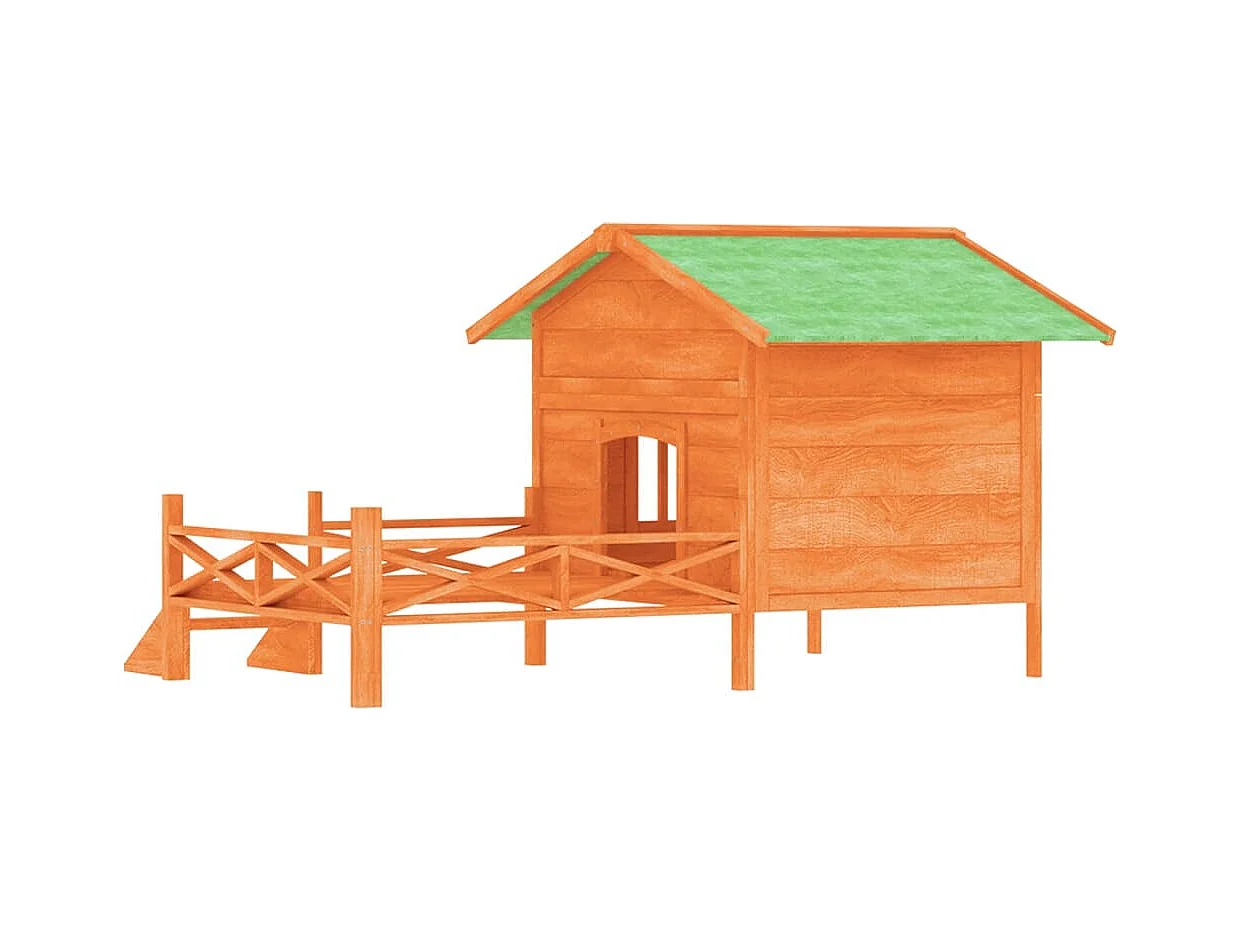 Chenil marron 159x120x88,5 cm bois de pin solide