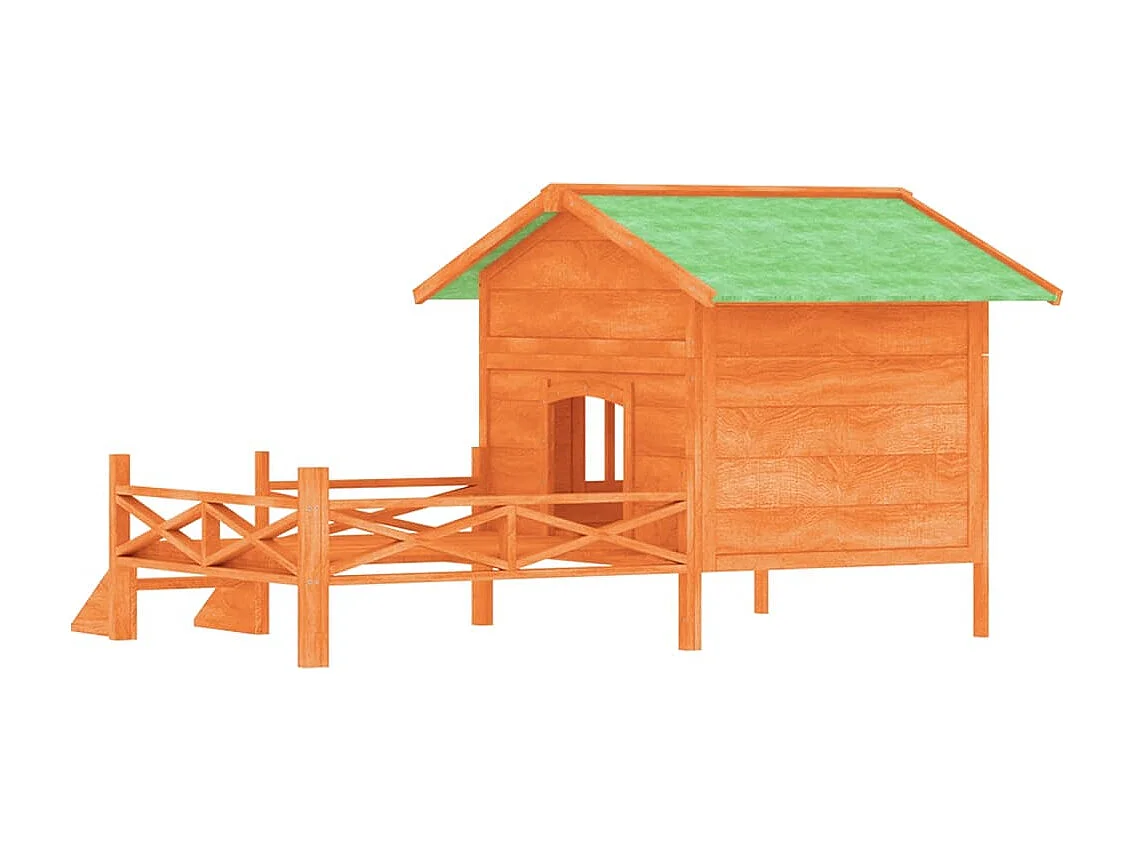 Chenil marron 159x120x88,5 cm bois de pin solide