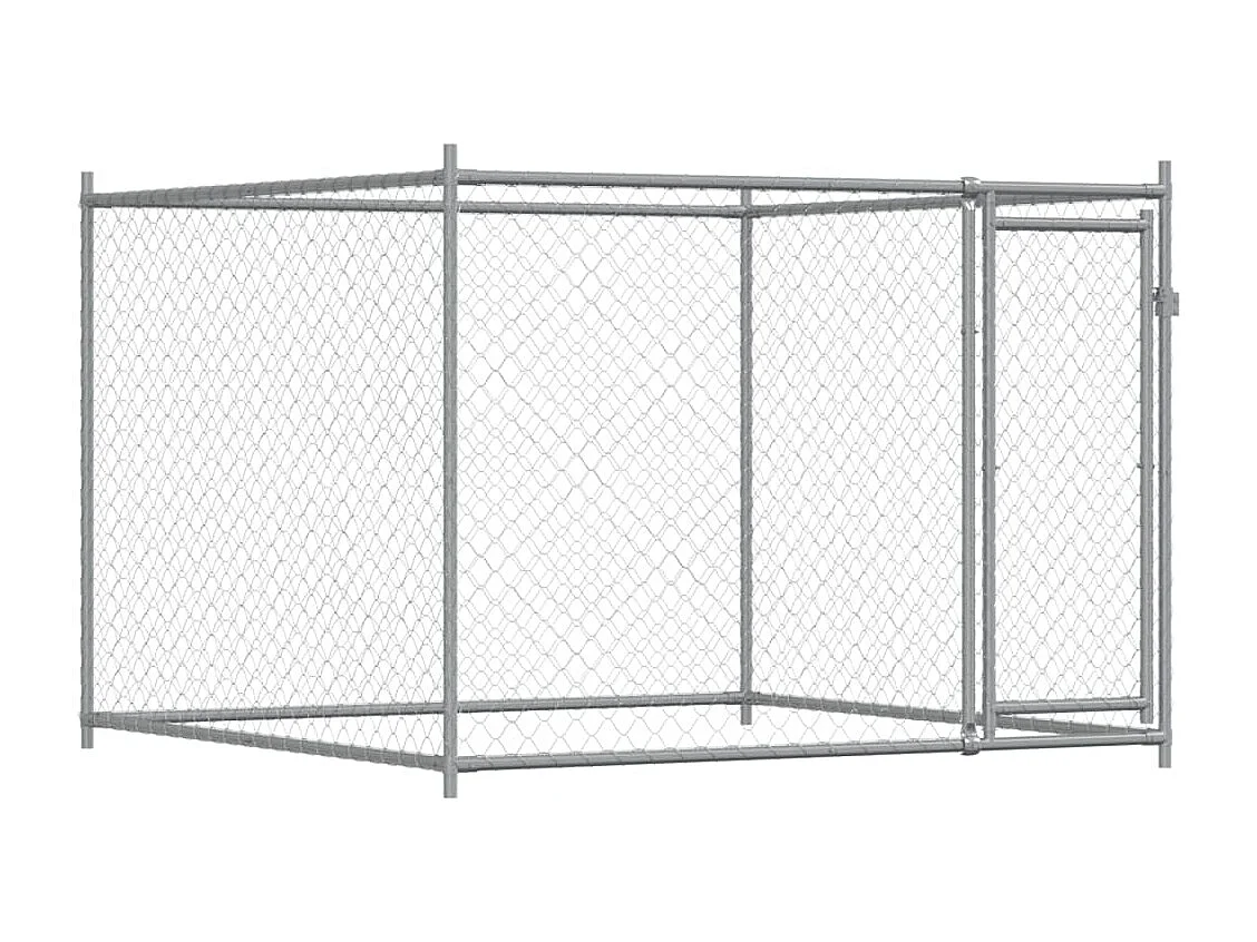 Hondenhok met deuren 4x2x1,5 m gegalvaniseerd staal grijs