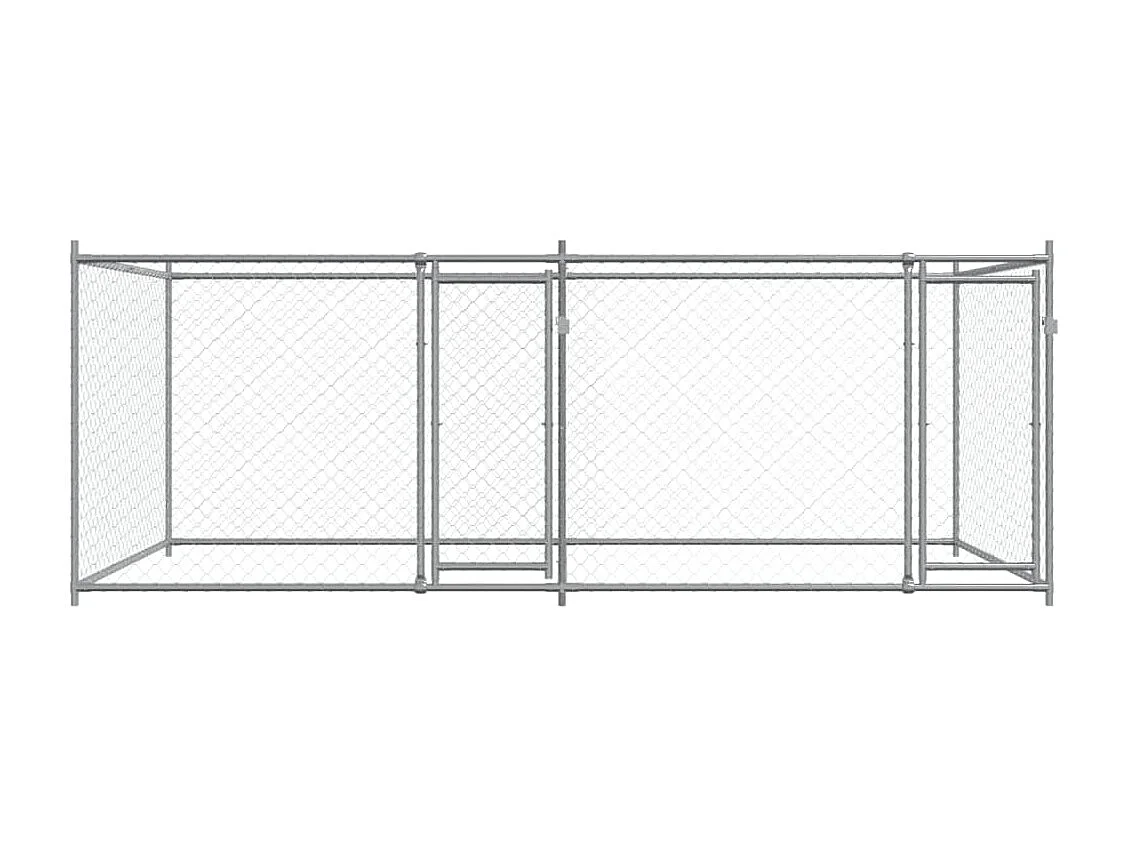 Cage pour chien avec portes gris 4x2x1,5 m acier galvanisé