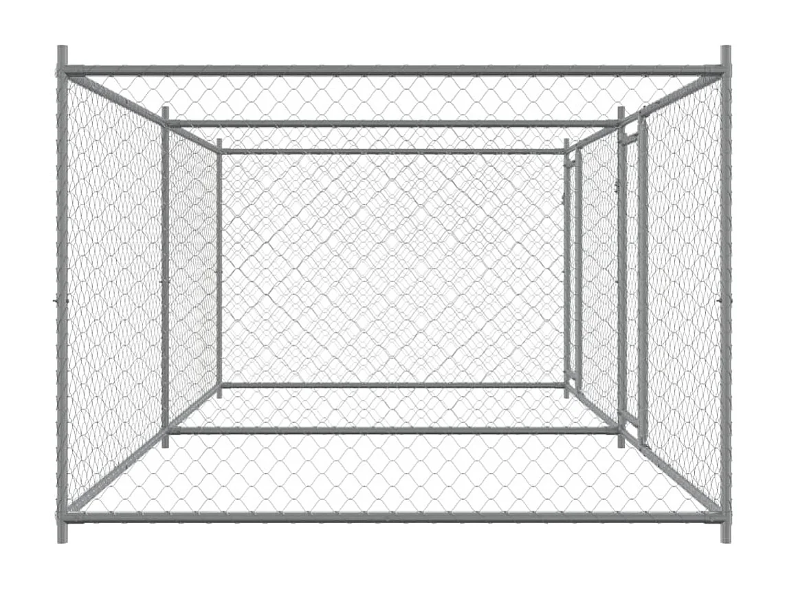 Cage pour chien avec portes gris 4x2x1,5 m acier galvanisé