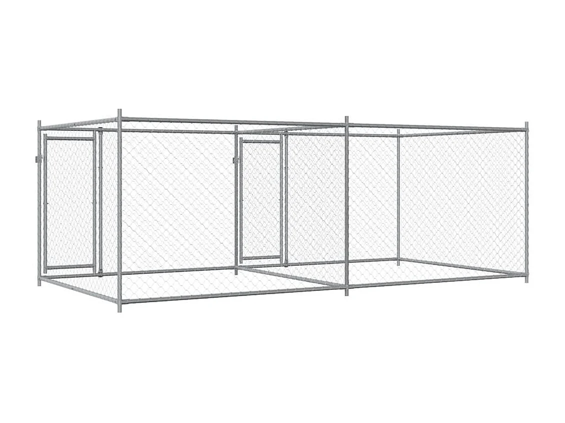 Cage pour chien avec portes gris 4x2x1,5 m acier galvanisé