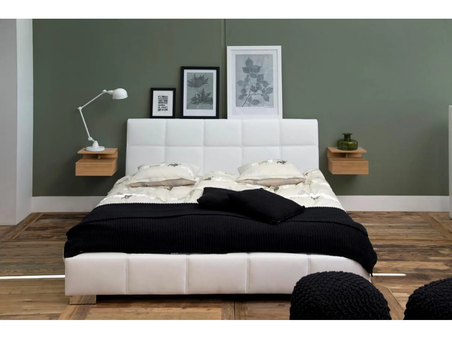 Chevet suspendu en bois 1 tiroir 1 niche - ASLAN