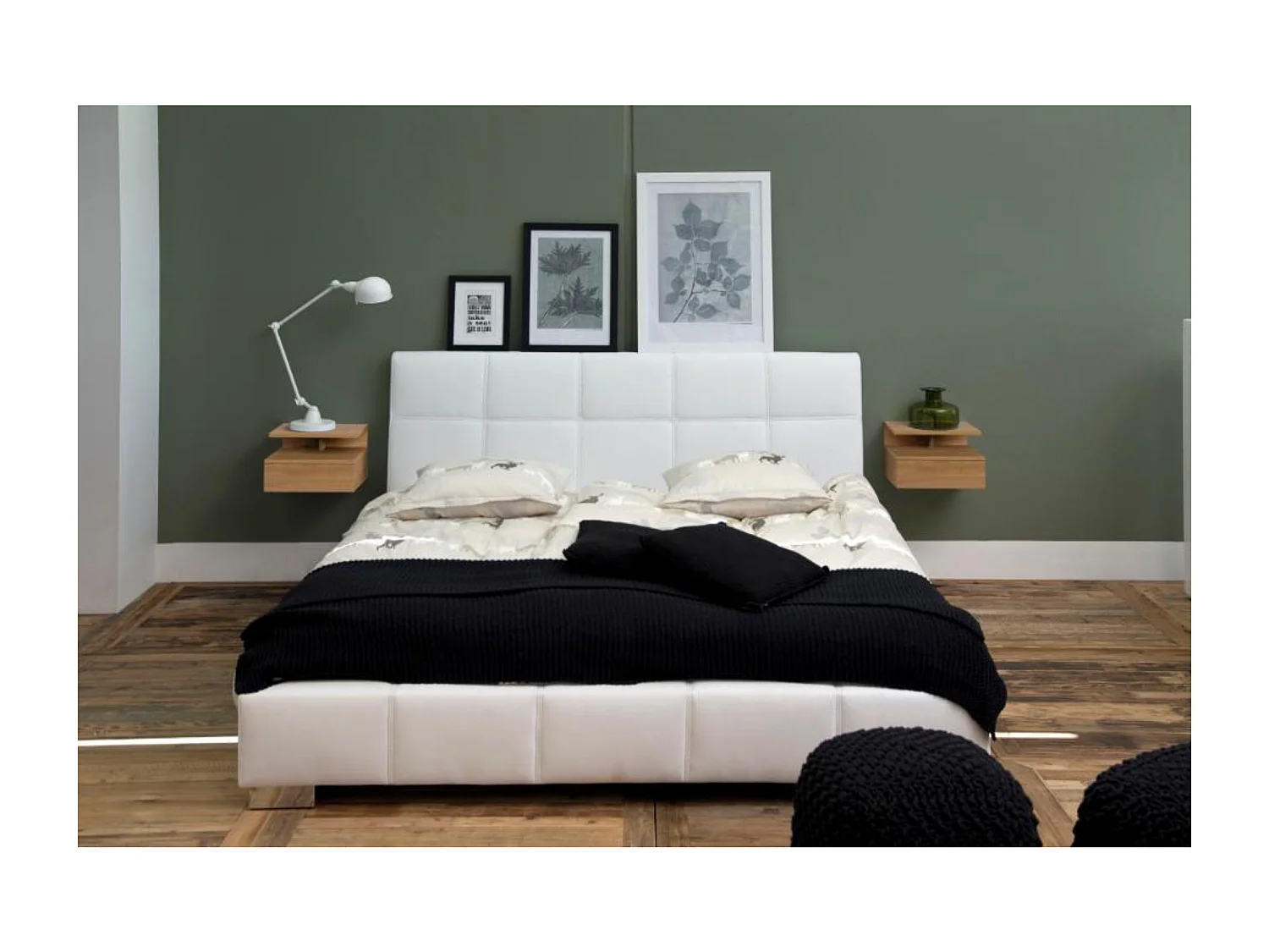 Chevet suspendu en bois 1 tiroir 1 niche - ASLAN