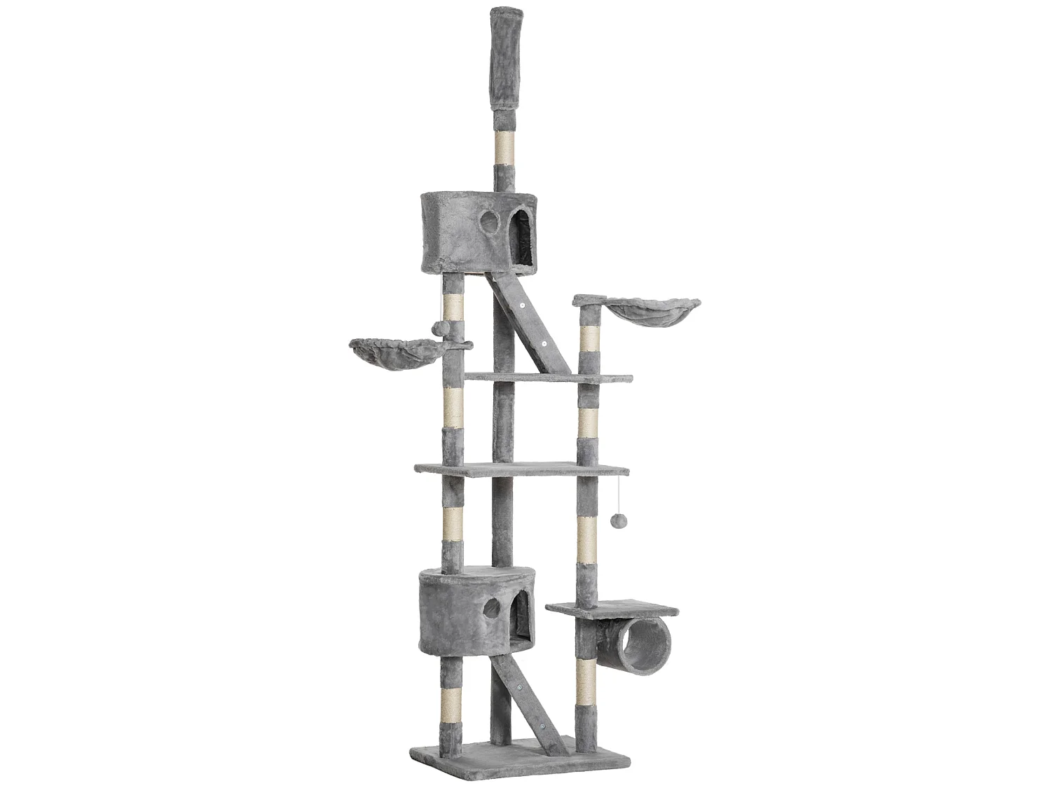 Arbre à chat design XXL réglable H.240-260 cm multi-équipement gris