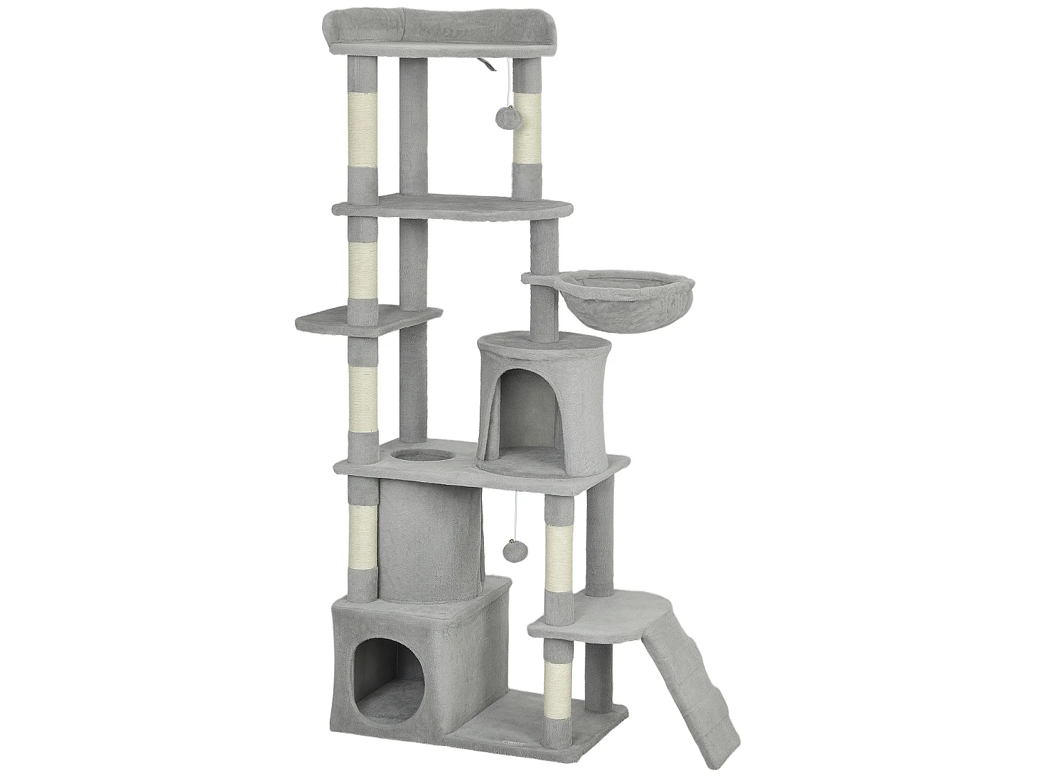 Arbre à chat design gris clair multi-activités - zones de repos, griffoirs - H.170 cm