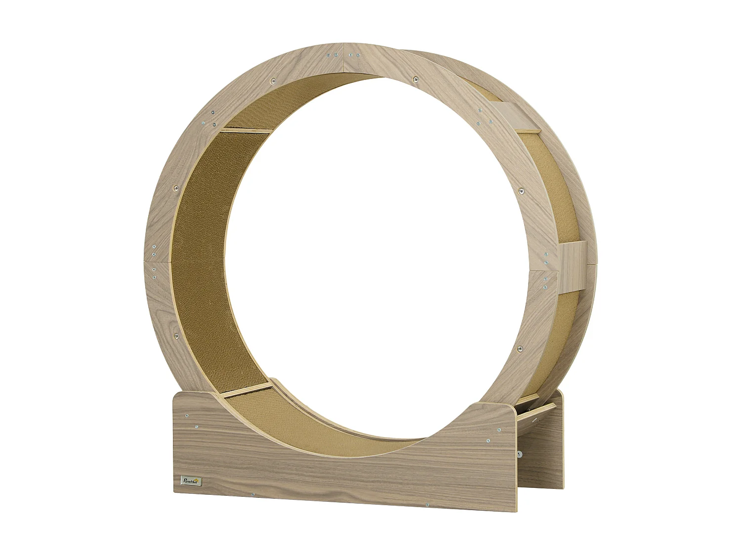 Roue d'exercice pour chat - frein, grattoirs - dim. 91L x 33,5P x 94H cm - aspect bois brun