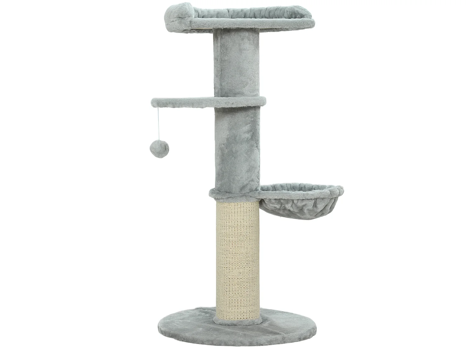 Arbre à chat design gris clair H.103cm - griffoir, hamac, jeu boule, plateformes