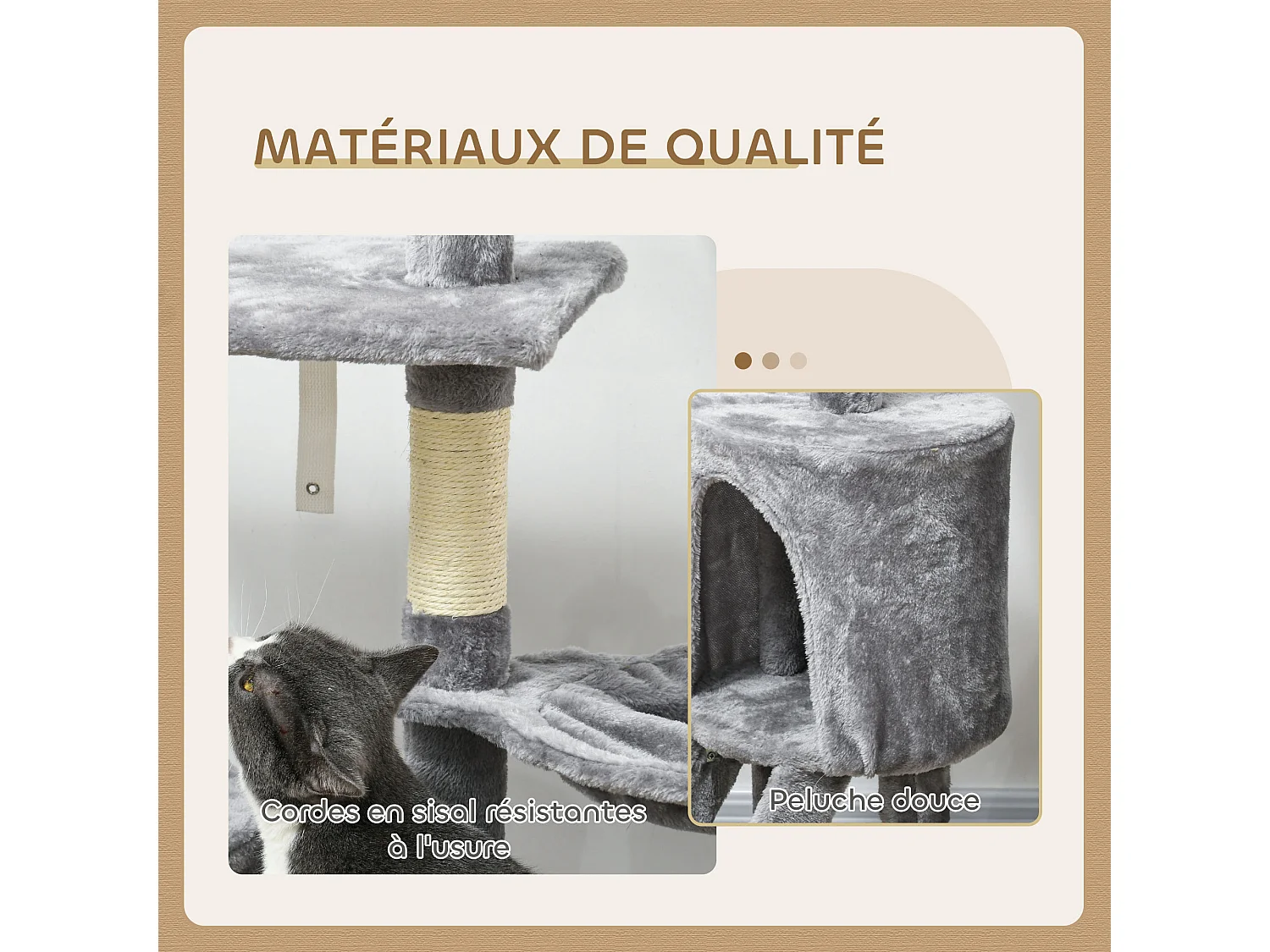 Arbre à chat multi-équipement griffoirs plateformes niche échelle hamac jouets gris