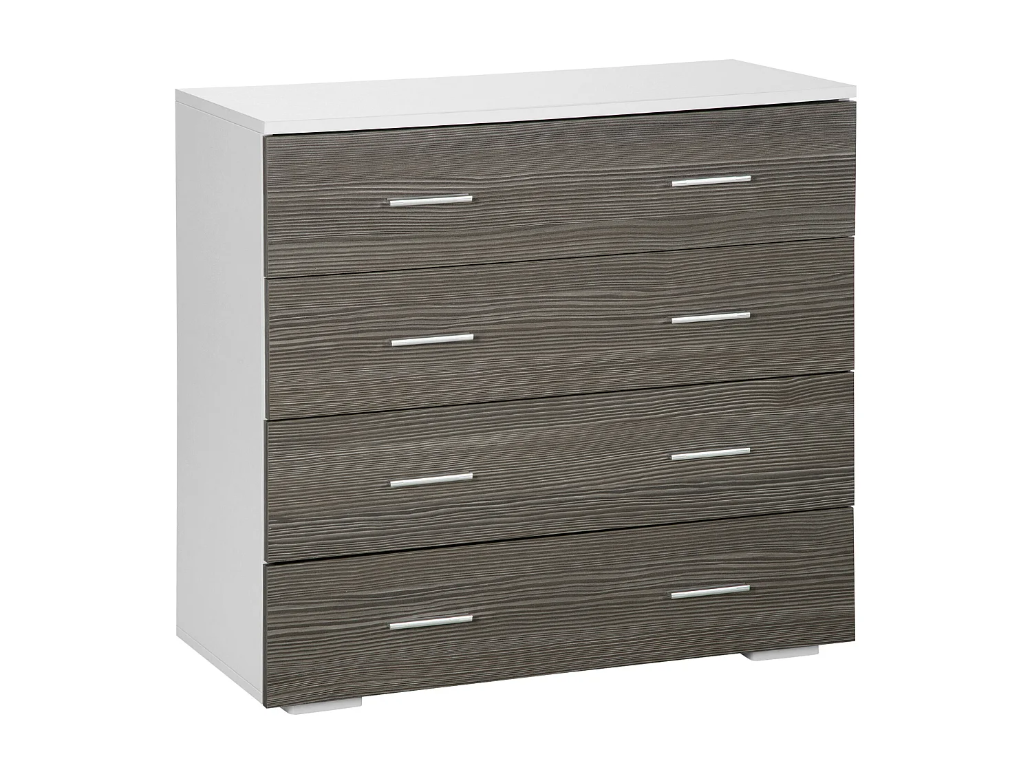 Commode 4 tiroirs style contemporain 76 x 35 x 72 cm blanc gris