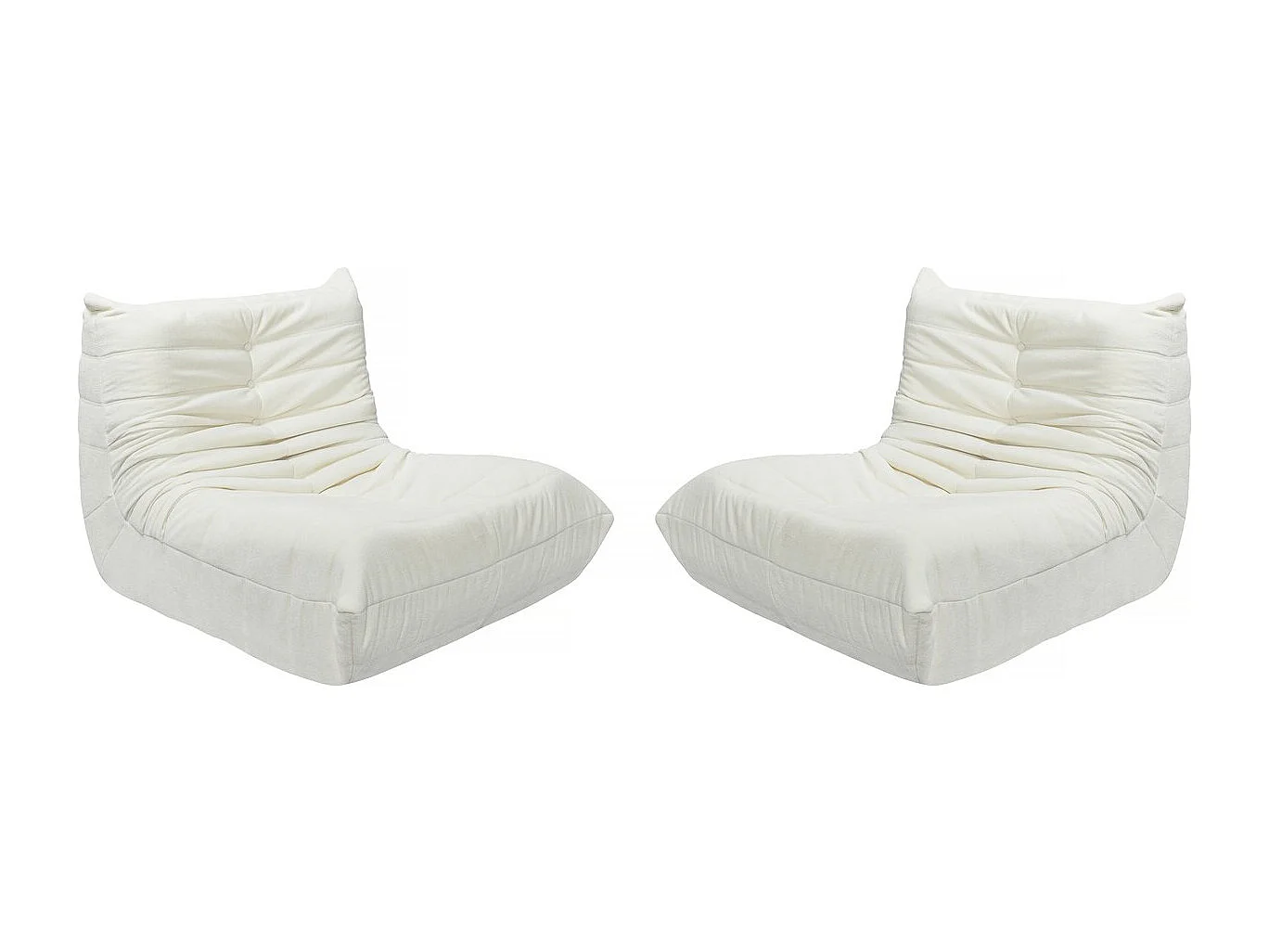 Lot de 2 chauffeuses pour canapé modulables en tissu texturé "Velasca" - Crème