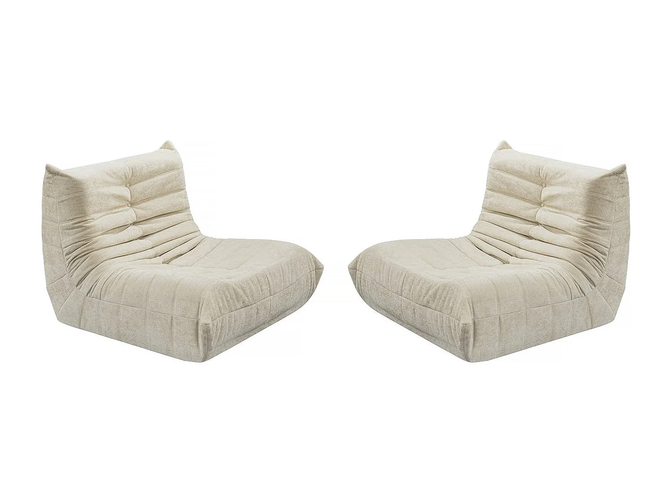 Lot de 2 chauffeuses pour canapé modulables en tissu texturé "Velasca" - Beige